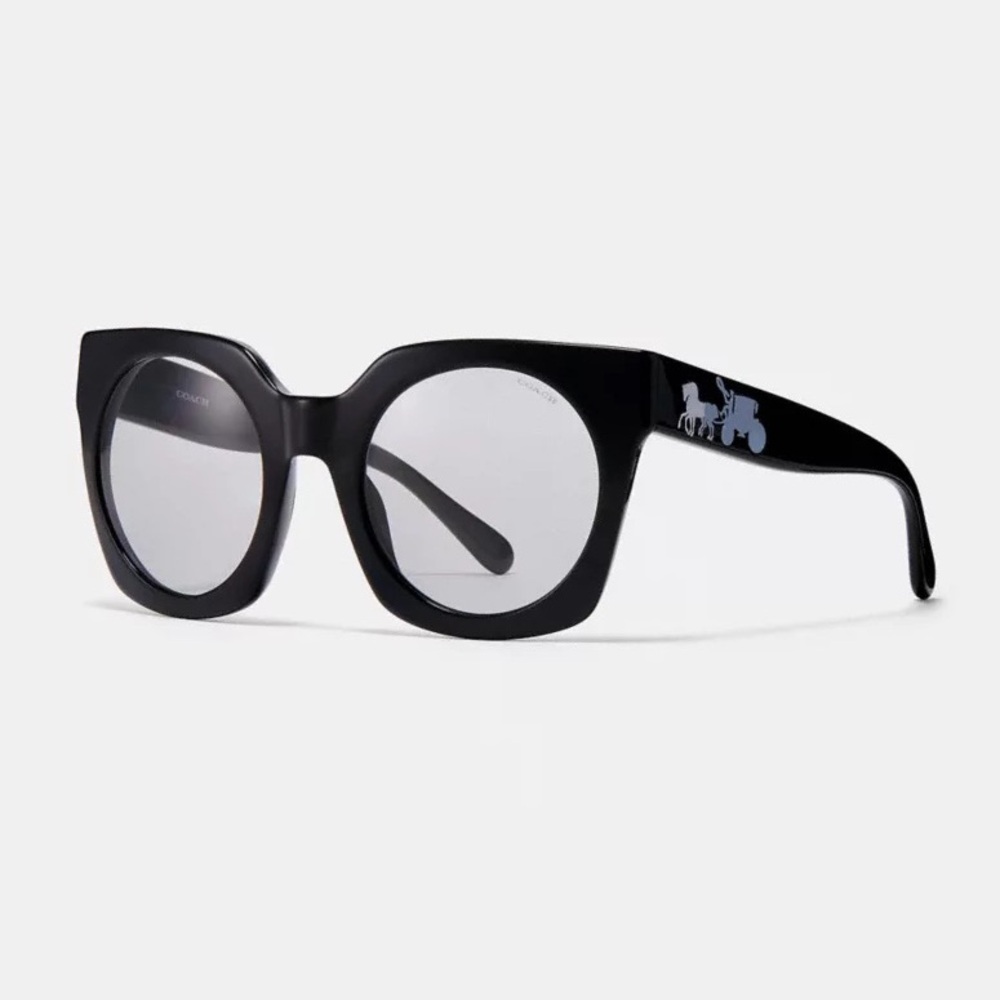 COACH Horse And Carriage Hologram Logo 500287 Sunglasses Black Solid